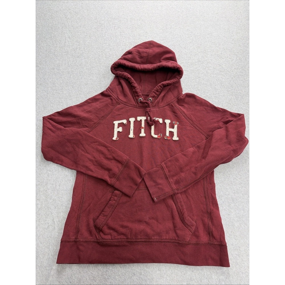 Abercrombie & Fitch Women's Hoodie Pullover Sweatshirt Red Size Large A&F Y2K